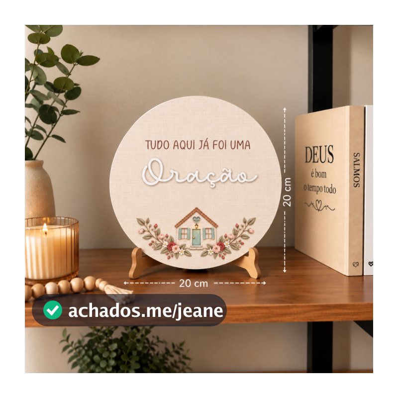 Enfeite Decorativo Tudo Aqui Já Foi Uma Oração MDF Acrílico Decoração Cristã Sala Quarto Religioso