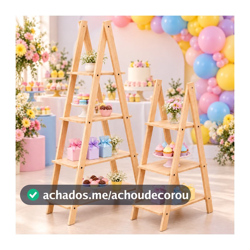 Kit Escadinha Decorativa MDF Para Festa Suporte Doces Candy Bar Luxo