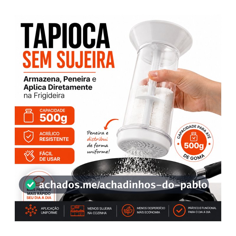 Tapioqueira Peneira e Armazena - Polvilhador - Várias Cores - Nybc