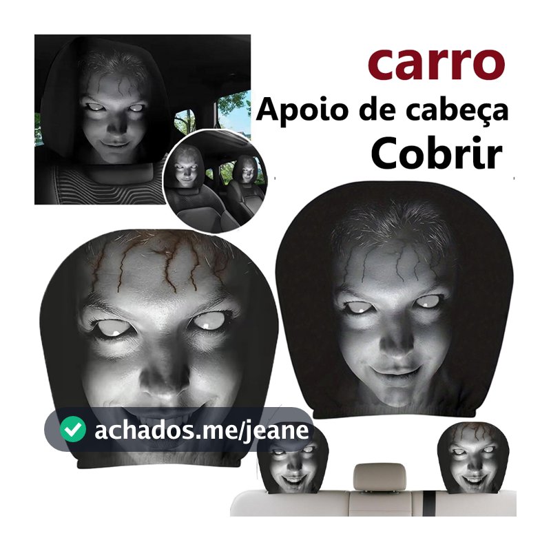 Capa Universal Para Encosto De Cabeça De Carro Com Design De Terror , Elástica Respirável Sedan