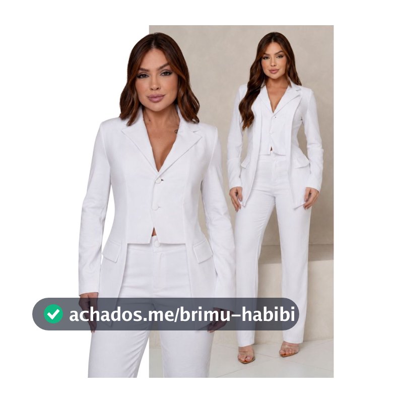 Conjunto Feminino Alfaiataria Blazer Colete Duplo Calça Elegante Clássico