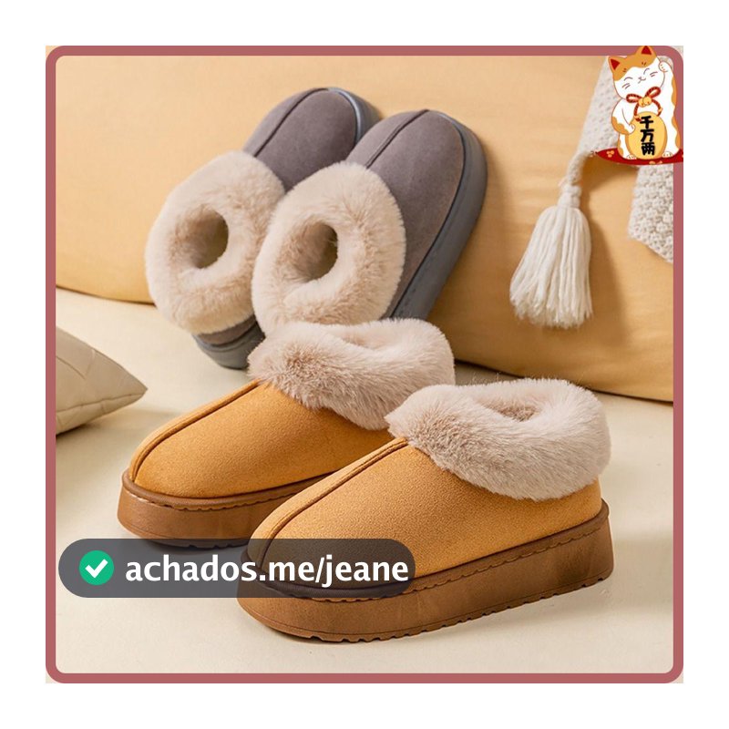 Botas De Neve , Chinelos Macios De Pele Sintética De Pelúcia , Sapatos De Algodão Com Fundo Grosso E Fofo Anti
