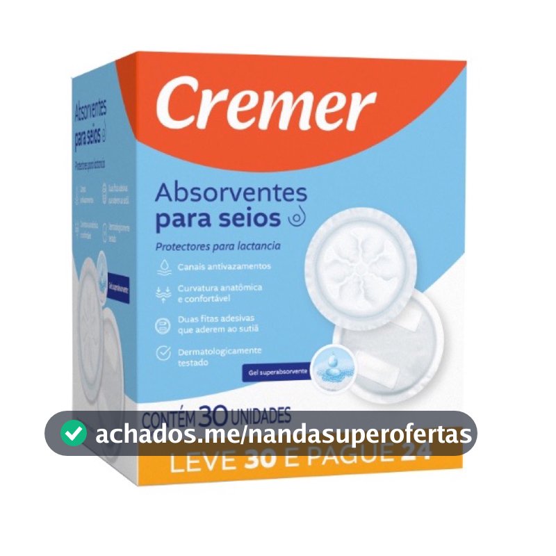Absorvente para seios Cremer 30und