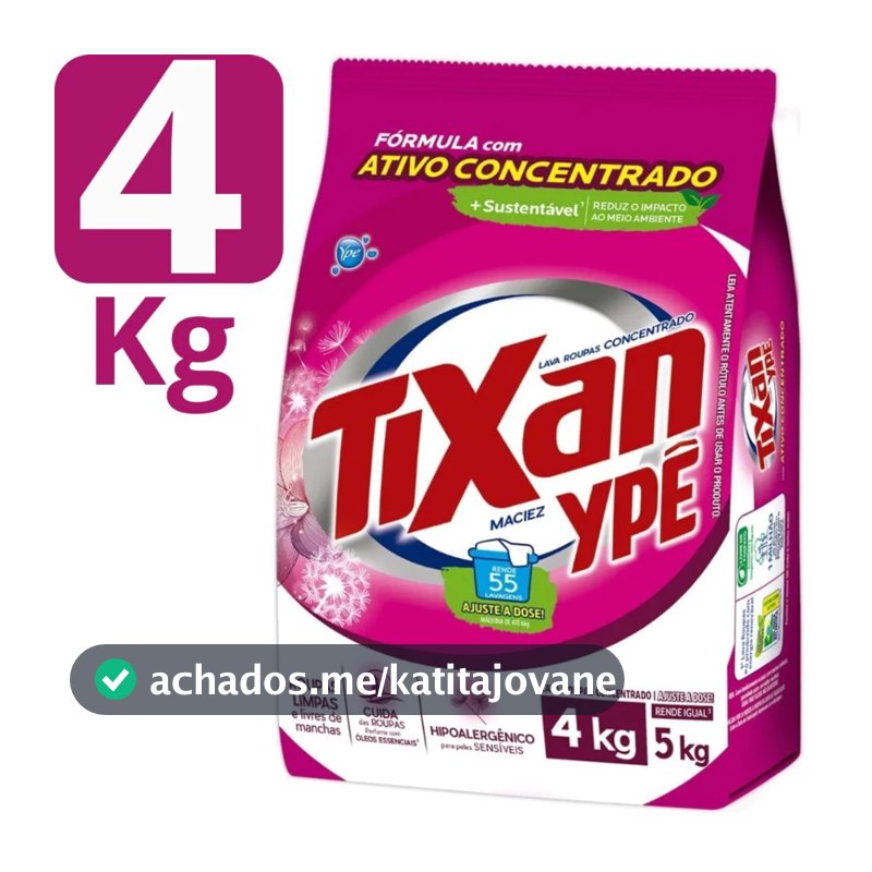 Lava Roupas Em Pó Concentrado Maciez Sachê 4kg Tixan Ypê
