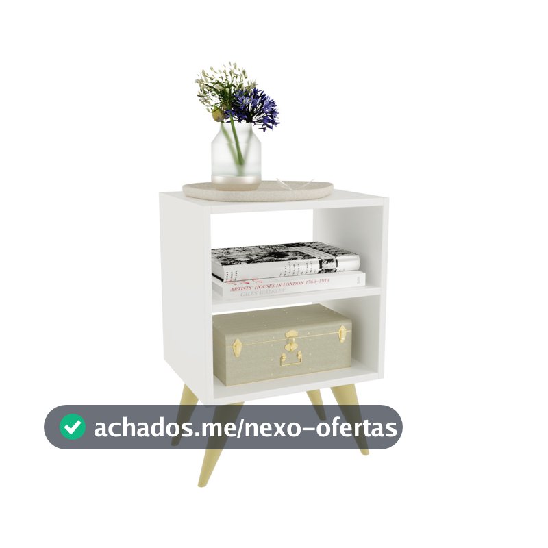 Mesa de Cabeceira Retrô Compacta com Nicho para Quarto Sala Casal ou Solteiro Palma