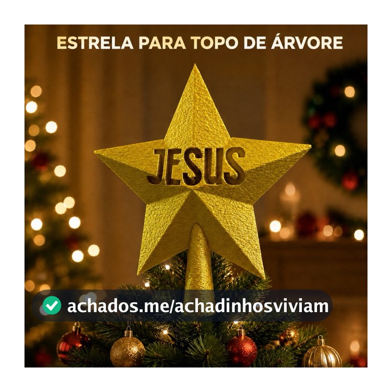 Estrela Ponteira Jesus para Topo de Árvore de Natal Enfeite natalino 17,5cm