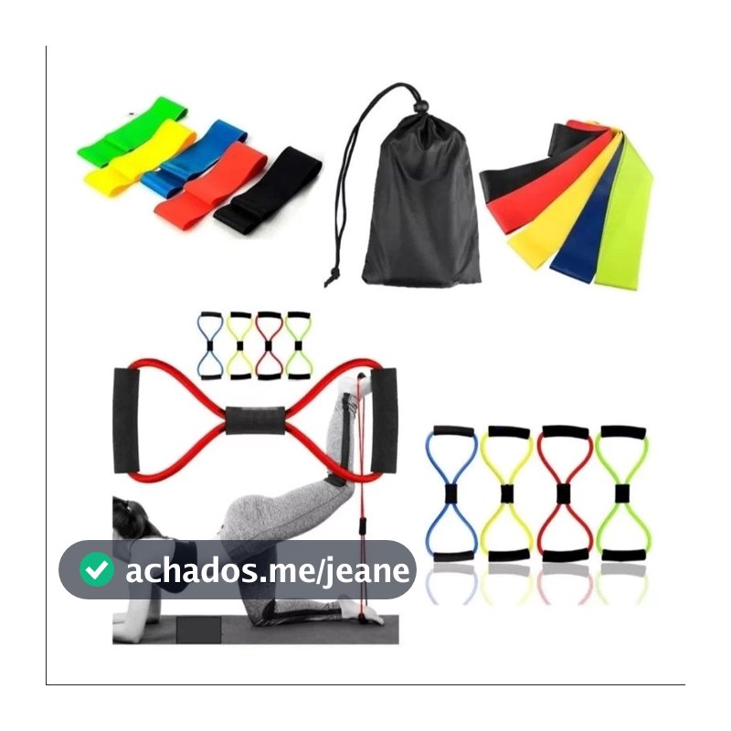 Kit 5 Elástico de Treino Mini Band + Elástico Tensão Extensor Exercício Treino Funcional Fisioterapia em Casa