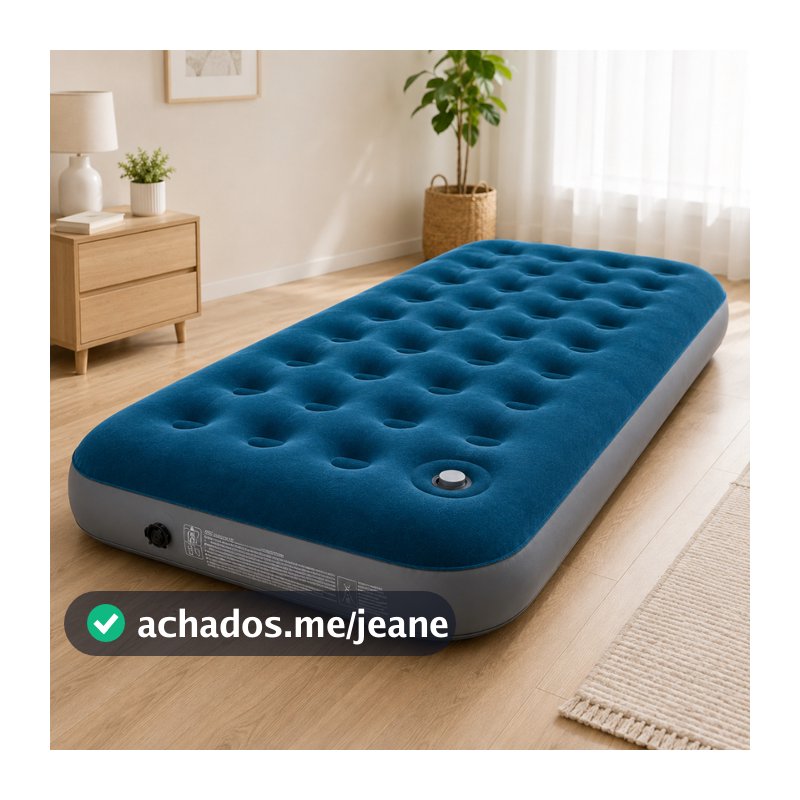 Colchão Inflável Solteiro 191x73x22  Bomba Ar Embutida Prático para Visitas Viagens e Camping