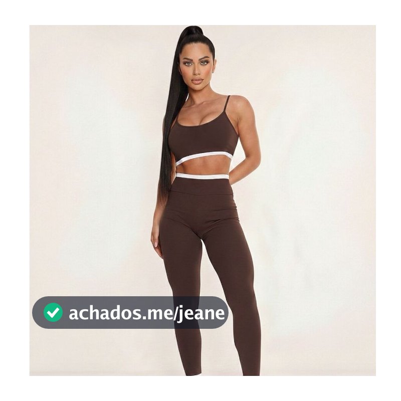 Conjunto Fitness Esportivo Legging Duo Zero Transparência Bicolor Academia Fitness Minimalista