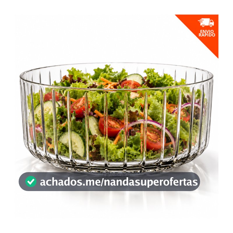 Tigela Saladeira de Vidro 1,8L Rosewood Grande Transparente para Saladas Frutas Sobremesas e Mesa Posta