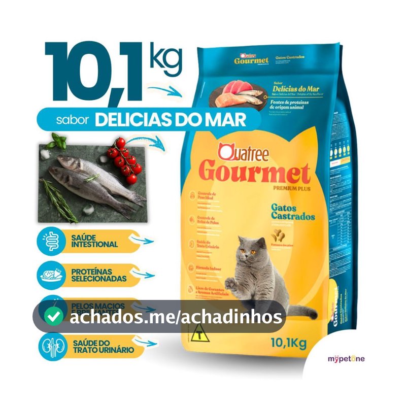 Ração Quatree Gourmet Gatos Castrados Delícias do Mar - 10,1Kg