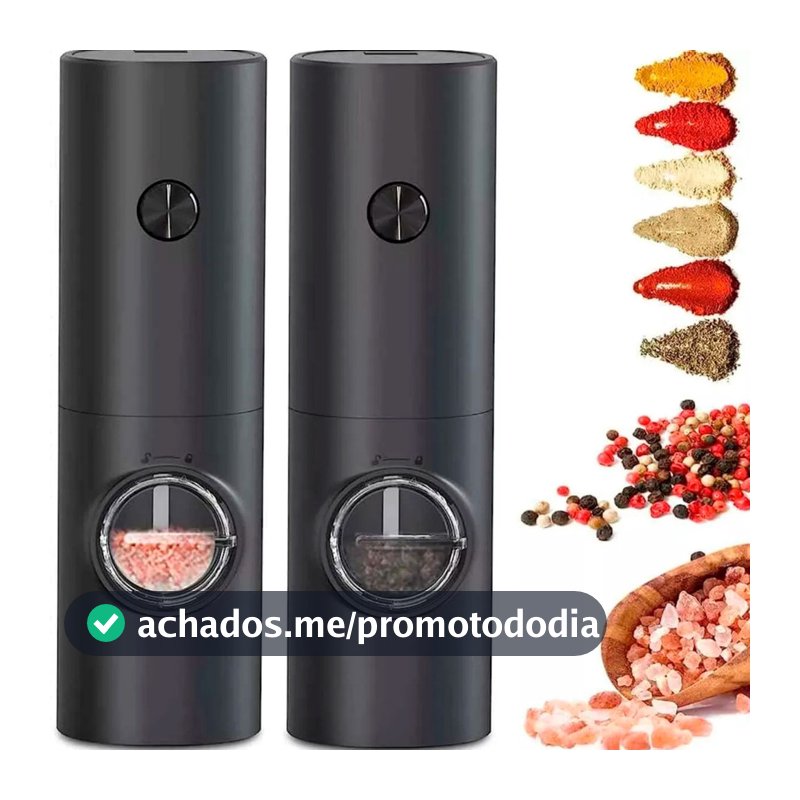 Moedor Elétrico de Sal e Pimenta com Ajuste de Granulagem para Cozinha