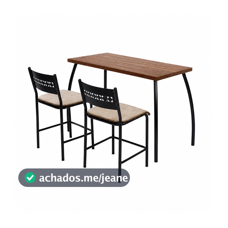 Conjunto Mesa Fit Aço Preto Com 2 Cadeiras Cozinha Apartamento