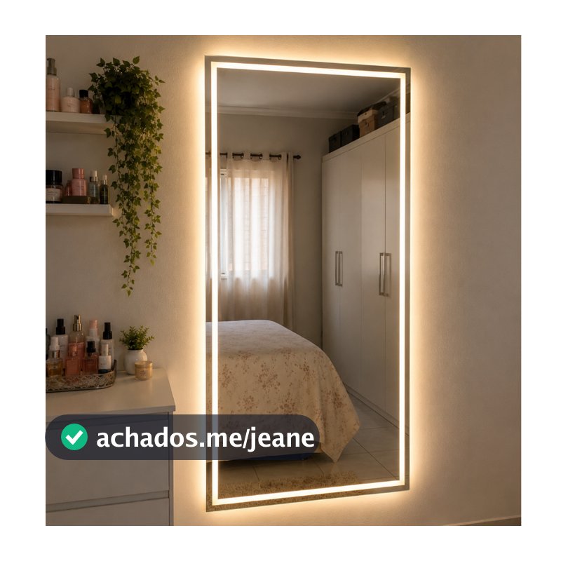 Espelho Grande com Led 3 cores e Touch Jateado Fino 70x50cm Lapidado para Banheiro e Decoração