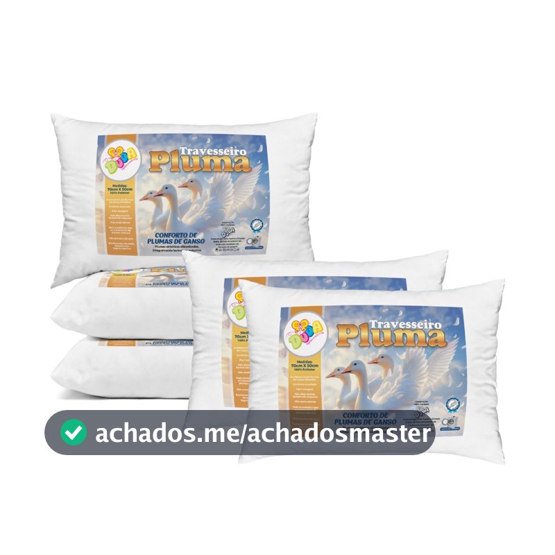 Kit Travesseiro Pluma de Ganso Confortavel e Macio Antiacaro 70x50cm