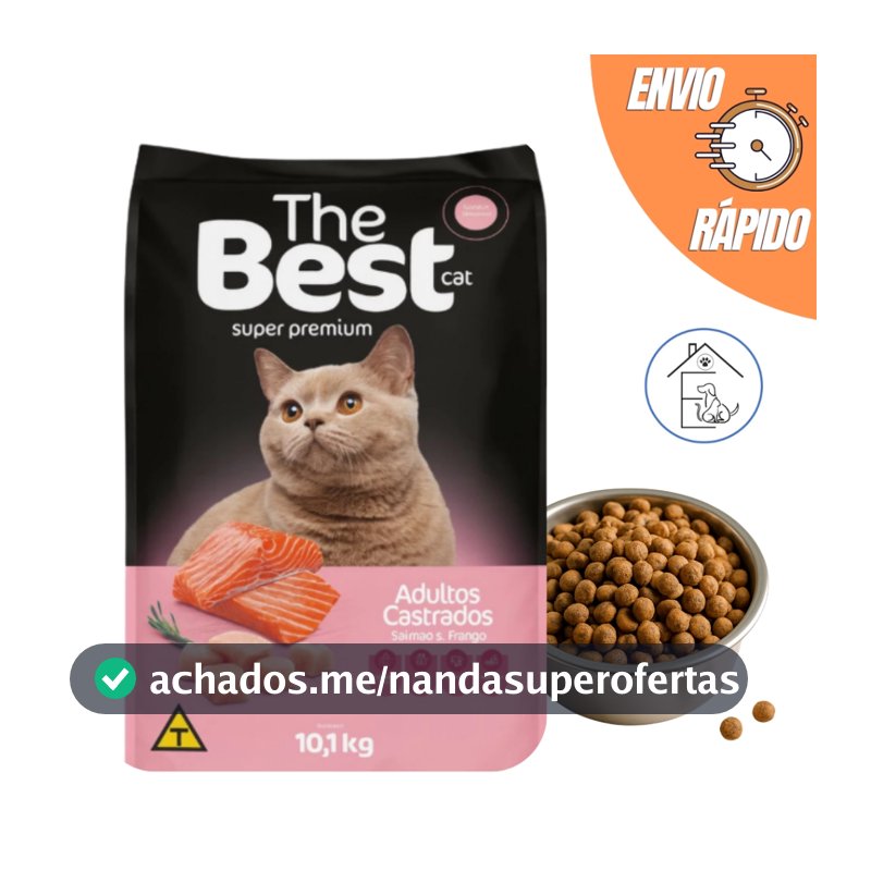 RAÇÃO THE BEST CAT PREMIUM ALIMENTO PARA GATOS ADULTOS CASTRADOS 10,1 KG SALMÃO & FRANGO