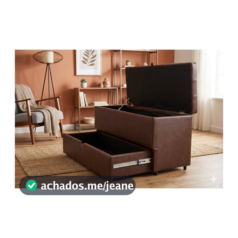 Puff Baú Sapateira com Gaveta 90cm para Cama Solteiro- Diversas Cores