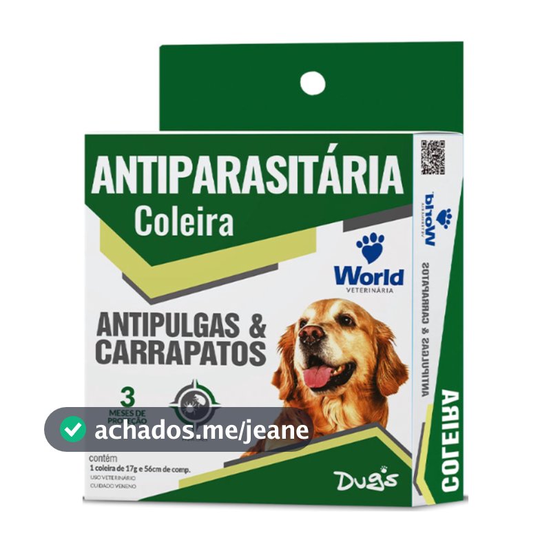 Coleira Cães Antipulgas E Carrapatos Dugs 56cm World