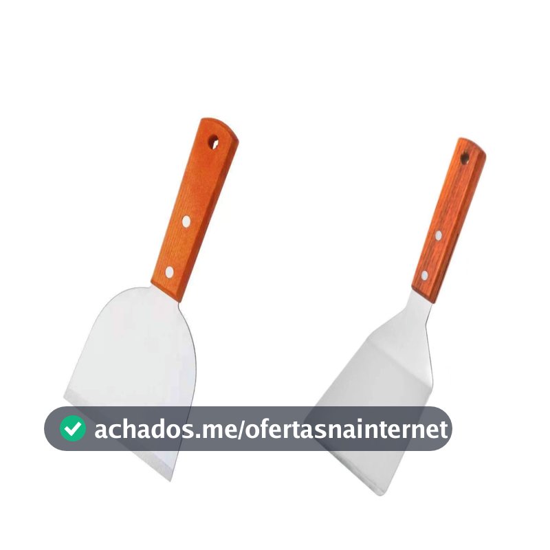 Kit 2 Espátula Chapeiro Profissional Peças Inox – Reta + Curva, Multifuncional para Carne, Hambúrguer, Pizza e Churrasco