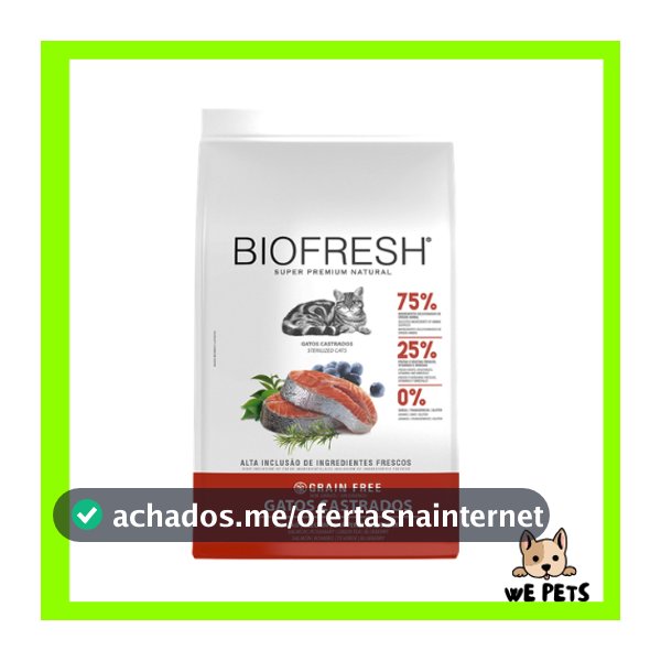 Ração 7,5kg Biofresh Super Premium Gatos Castrados Sabor Salmão