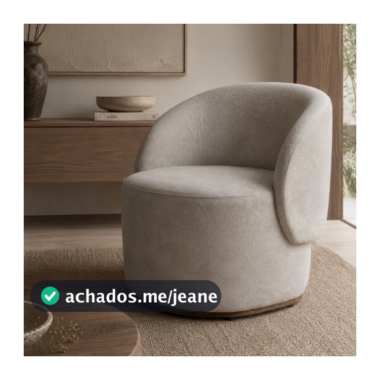 Poltrona Decorativa Premium Orgânica em Bouclê Italiano Bege