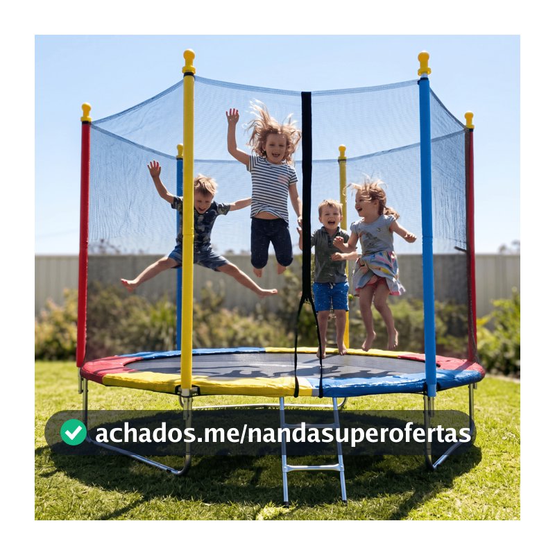 Cama Elástica Infantil 2,44M Pula Pula Trampolim Mini com Rede de Proteção Colorida Aço Galvanizado Infantil Presente