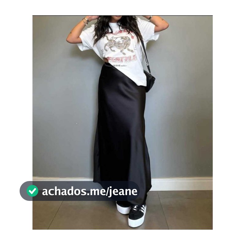 Saia Longa Cetim Feminina Cintura Alta com Zíper e Elástico – Look Elegante e Confortável
