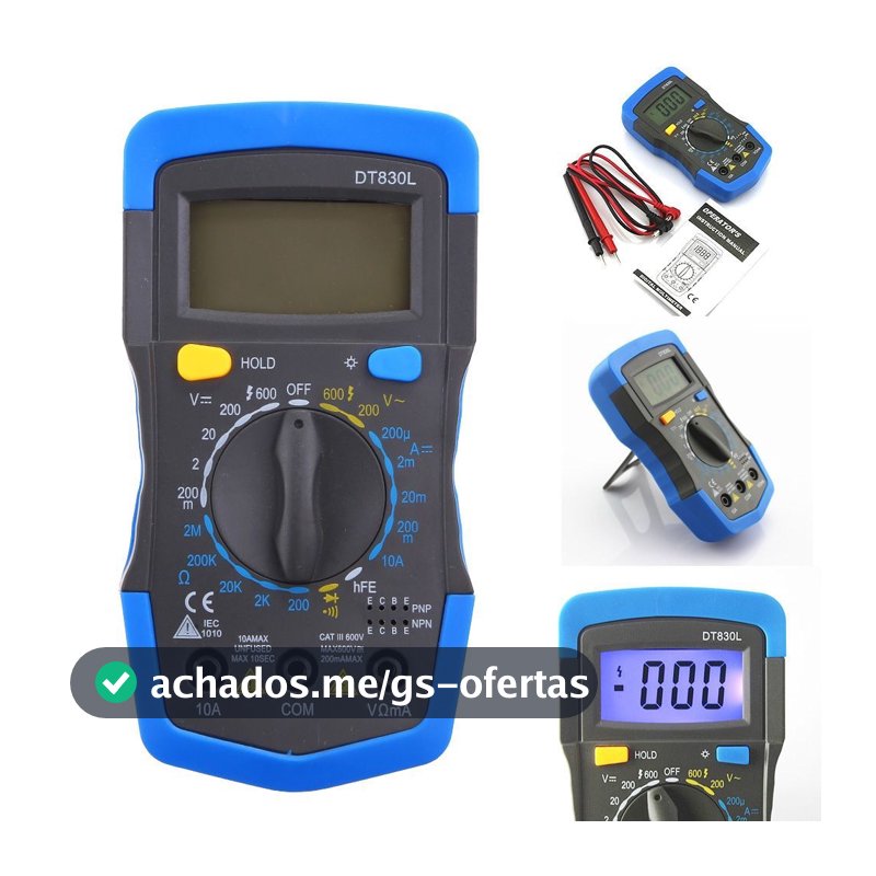 Multímetro digital MD-180L fundo iluminado com BIPE e bateria e pontas