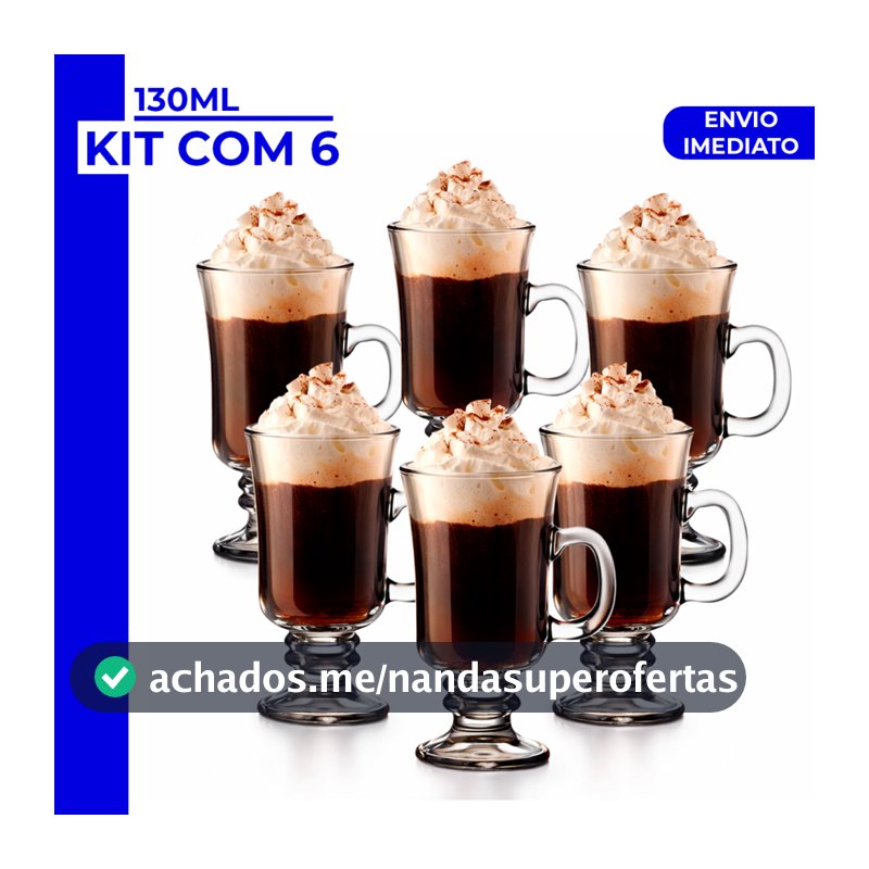 Jogo 3 ou 6 Peças Canecas Capuccino Nespresso Em Vidro Irish Coffee 130ml/230ml Chocolate  Café Nespres
