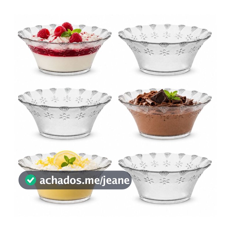 Jogo 6/12 Tigelas De Vidro 270ml Kit De Pote Bowl Para Sobremesas Doces E Aperitivos