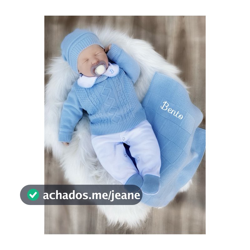 Saída de maternidade personalizada menino em tricô