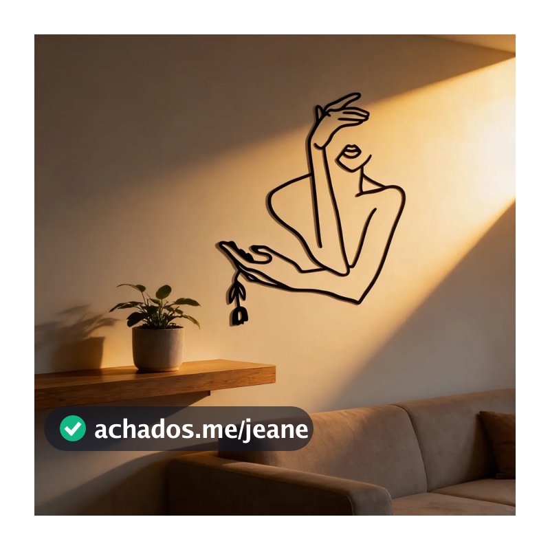 Quadro vazado decorativo mulher com flor | em MDF 3mm - acompanha dupla face