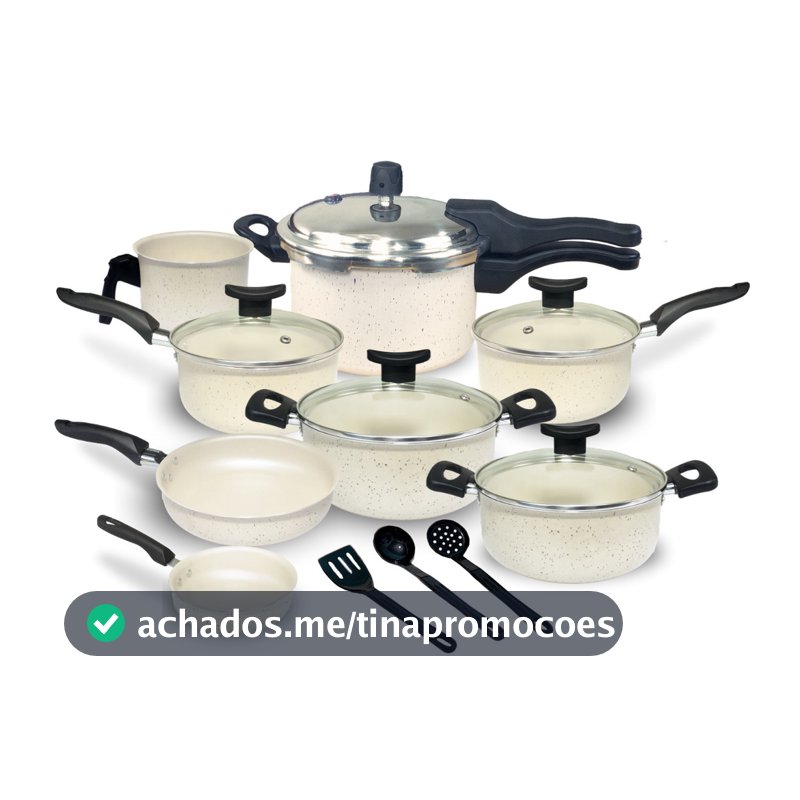 Jogo de Panelas Teflon Munique 11 Pçs com Panela de Pressão fechamento externo de 2.5L