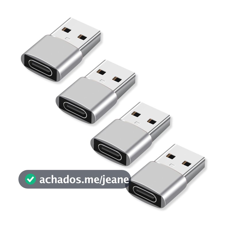 Kit 4 Adaptador Conector USB-C Fêmea Para USB Macho 3.0 Carregamento Dados