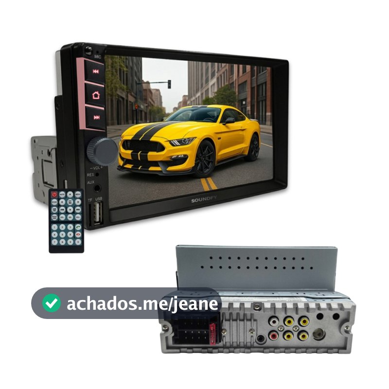 Central Multimídia Universal Mp5 1 Din 7 C/ Espelhamento Via Cabo Mp5 Soundfy Tela Capacitiva