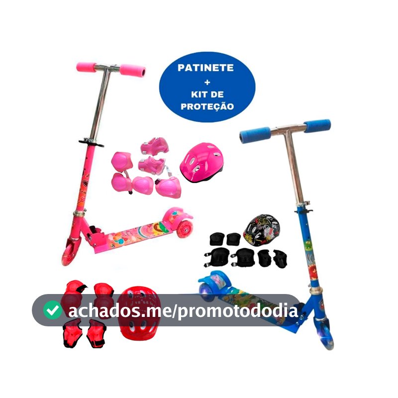 Patinete Infantil 3 Rodinhas com Luz Led e Freio Ajustável Até 25kg Menino Menina