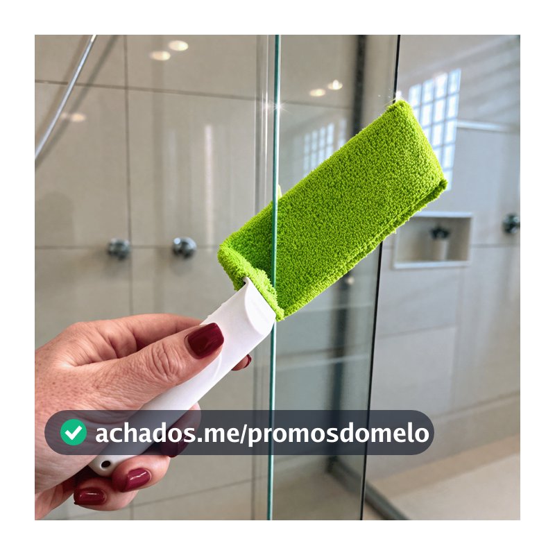 Limpa Vidros Frestas Vãos Fendas Box Janelas Blindex - 2 Luva Microfibra + SUPORTE REFORÇADO