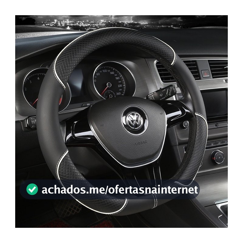 Capa De Volante De Carro De Couro PU Antiderrapante Durável 38CM De Fibra Dinâmica Decoração