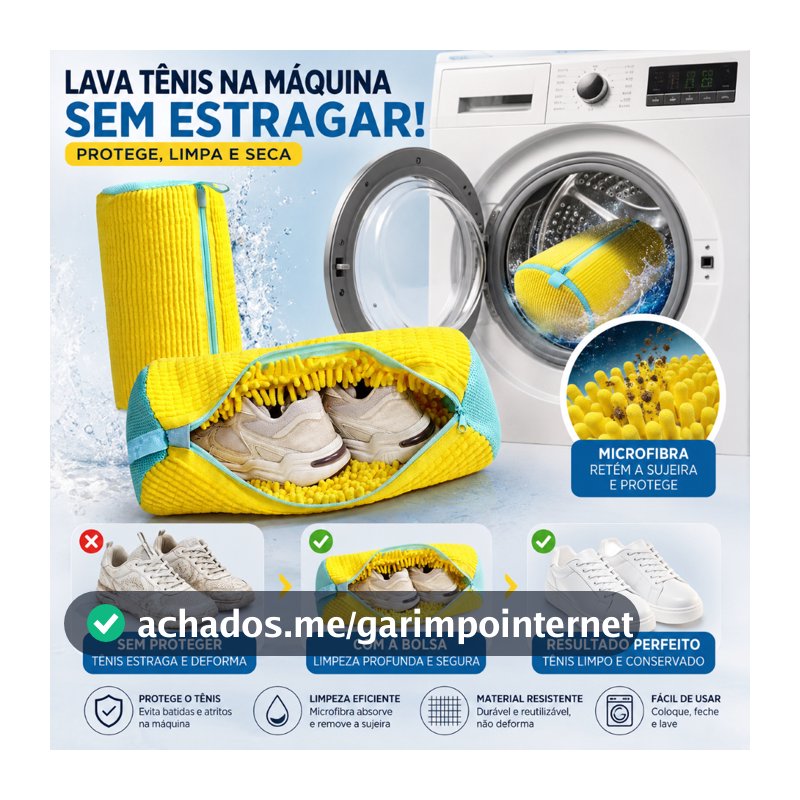 Saco para Lavar Tênis na Máquina Bolsa Protetora de Sapatos com Zíper em Microfibra