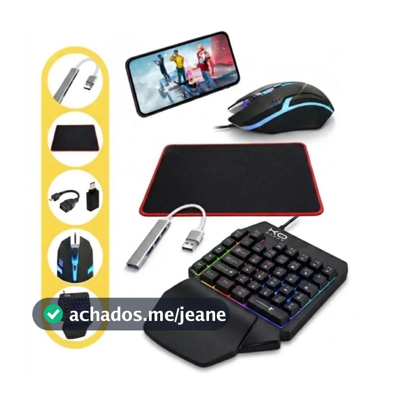Kit Gamer Mobilador Celular Teclado Mouse Usb Rgb Otg