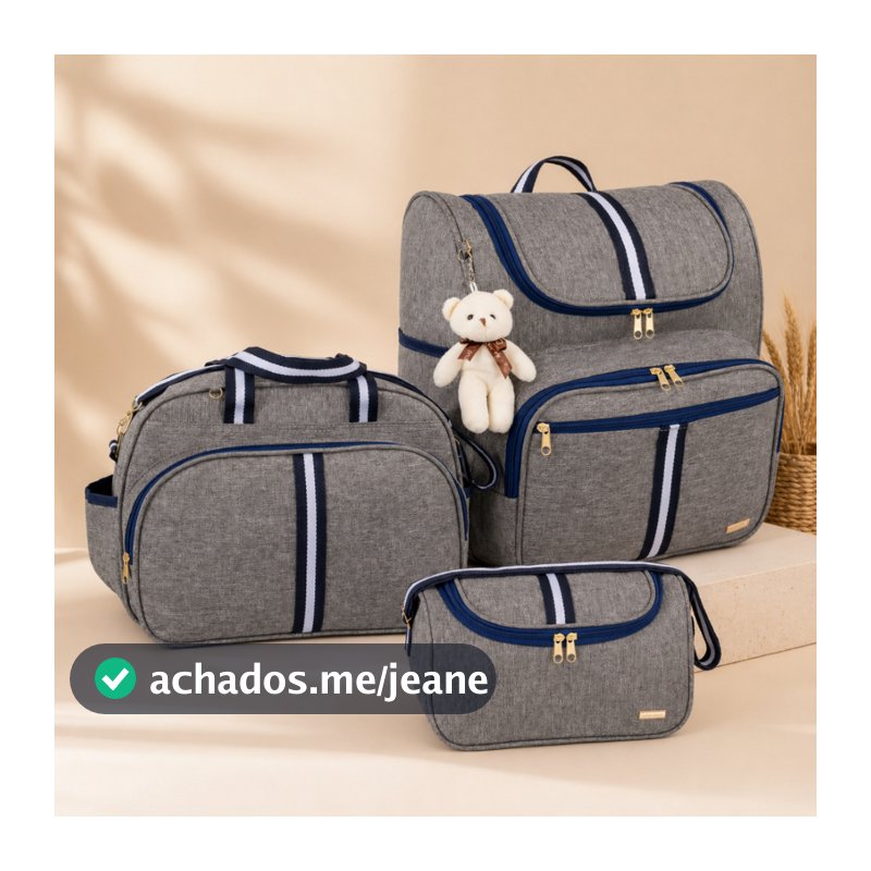 Kit Bolsas Maternidade 3 Peças C/ Mochila 2 em 1 faix luxo Bolsa G Bolsa P e Mochila G Infantil AMOR
