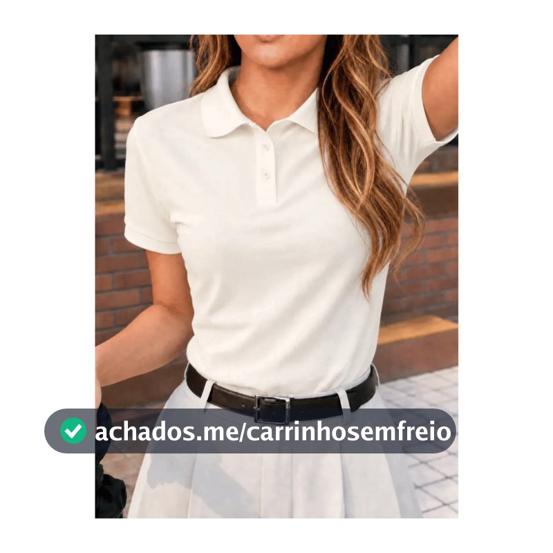 Camisa Polo Feminina Baby Look Algodão Manga Curta Trabalho Uniforme Casual Social Verão