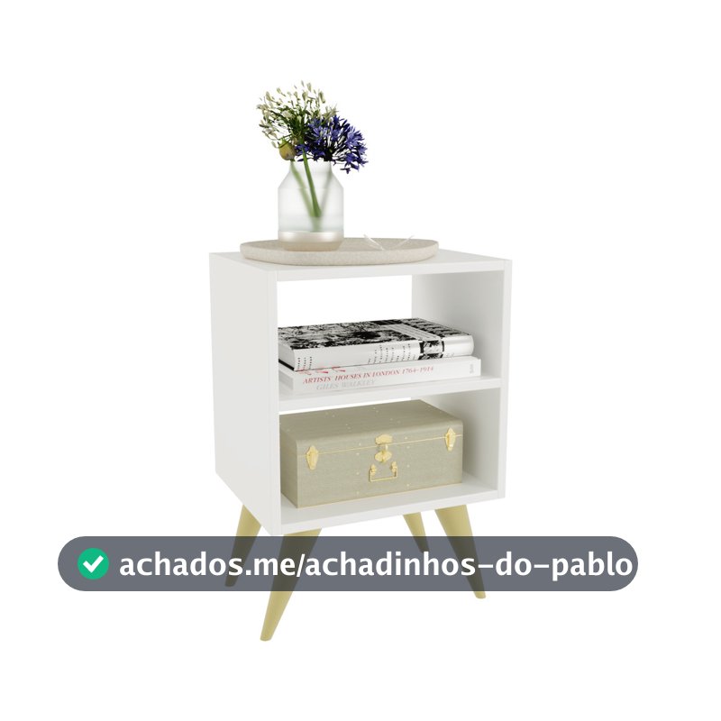 Mesa de Cabeceira Retrô Compacta com Nicho para Quarto Sala Casal ou Solteiro Palma