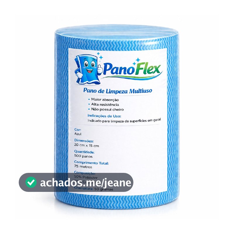 500 unidades Pano de Limpeza Azul PanoFlex 20x15cm Alta Absorção Multiuso