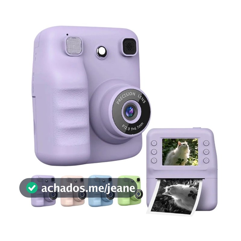 Câmera de Impressão Instantânea para Crianças, Câmera Digital Brinquedo Impressão Térmica Recarregável Menino e Menina