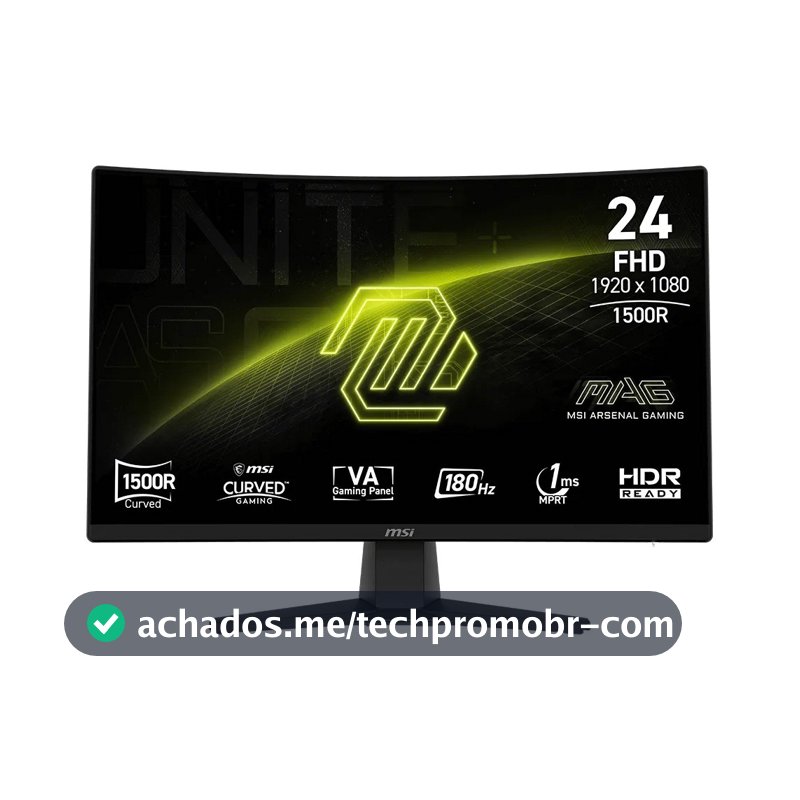 Monitor Gamer MSI MAG 242C, 23.6'', Full HD, 180Hz - 9S6-3BC31T-004