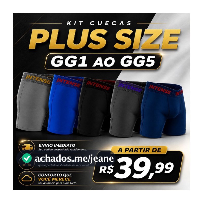 Kit Cuecas Box Boxer PLUS SIZE GG1 Ao GG5