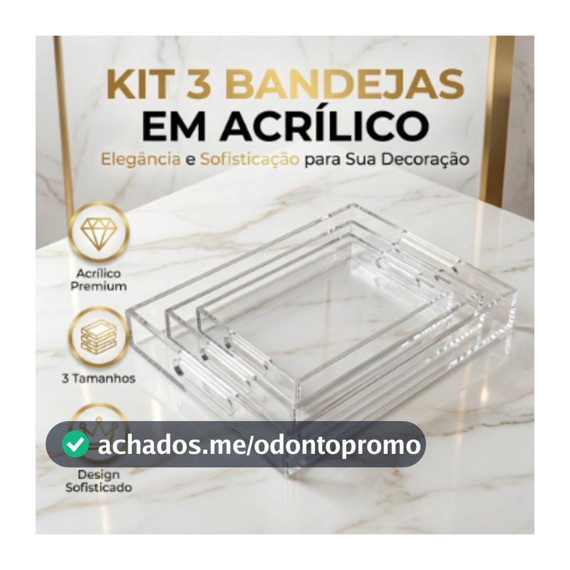 Kit 3 Bandejas Organizadoras Decorativas Em Acrilico Casita