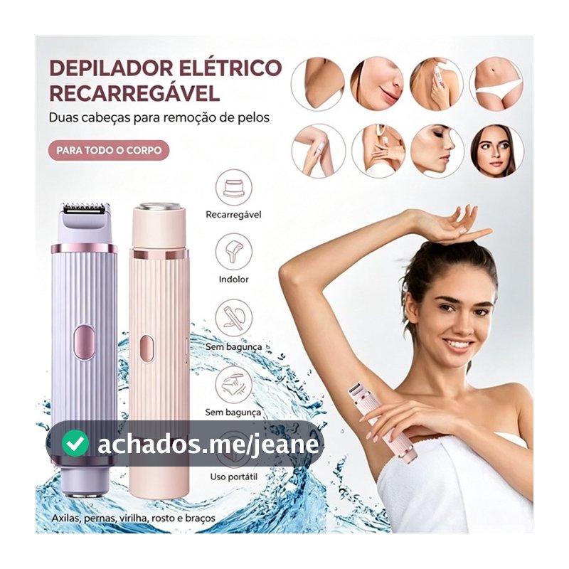 Depilador Eletrico Feminino Recarregável Removedor De Pelos Navalha Dupla Dibea