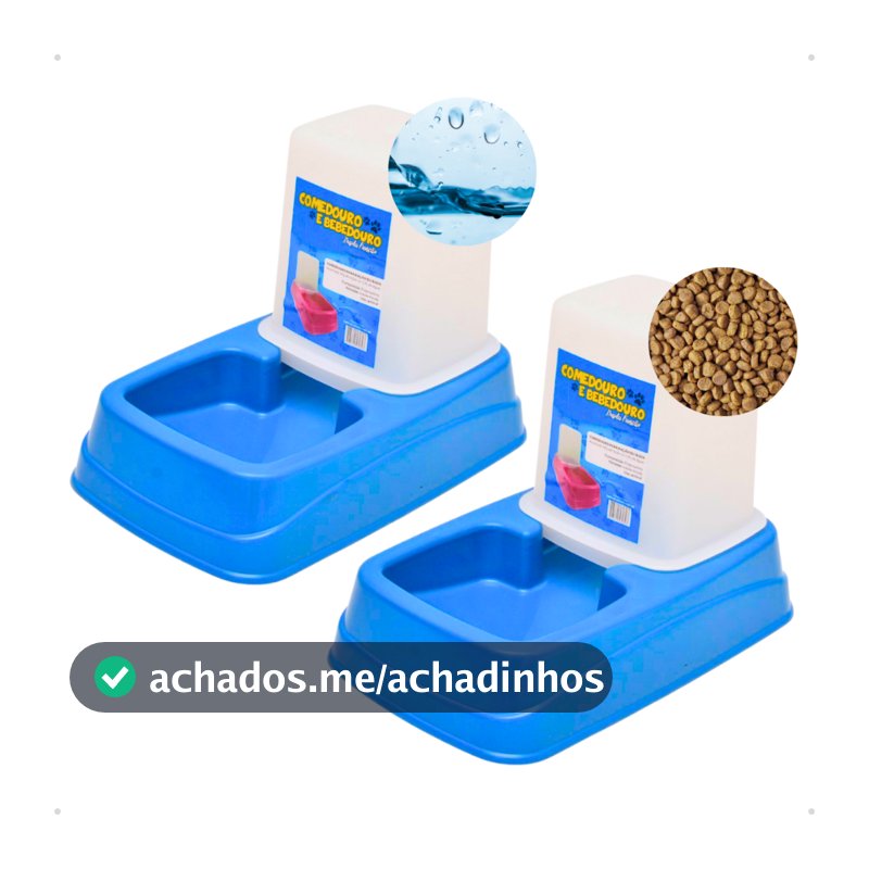 Comedouro ou Bebedouro Dupla Função Dispenser Automático 1 Kg Ração/1,5 Litros Água Cães e Gatos